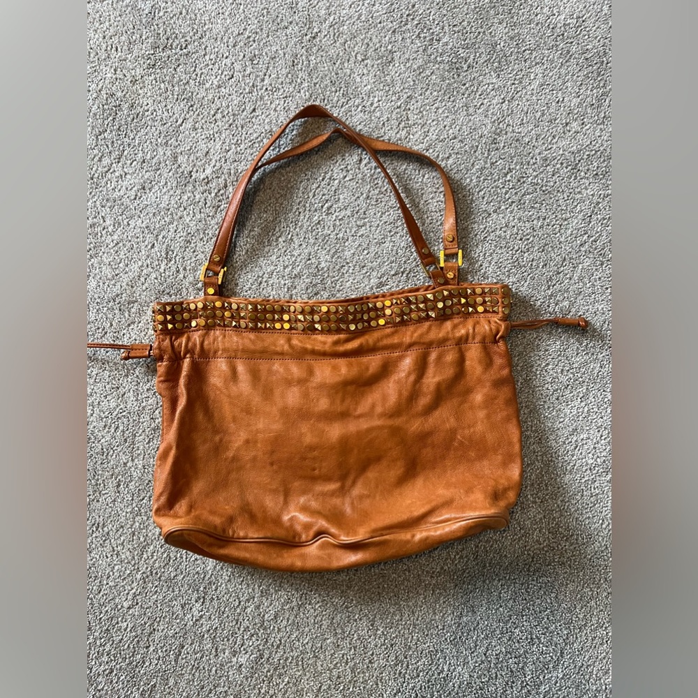 Tory Burch Linden Leather Studded Drawstring Tote
